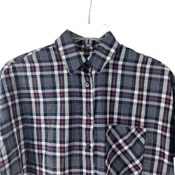 Madewell Courier Shirt Deklab Plaid Boxy Short Sleeve Button Down Womens XXS Top - Picture 4 of 7